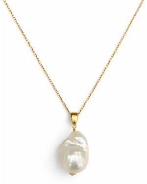 Pearl Code Iconic Pendant-Filled Chain Necklace With Freshwater Baroque Pearl - Metallic