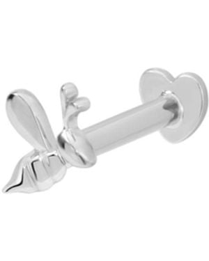 Vanhi 14K Solid Bumble Bee Flat Back Stud Right Facing - White