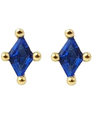 Harfi Tiny Sapphire Stud September Birthstone Earrings - Blue
