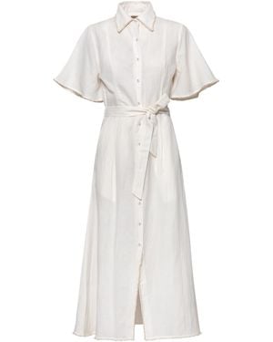 Carolina Benoit Cafe Au Lait Pearled Dress - White