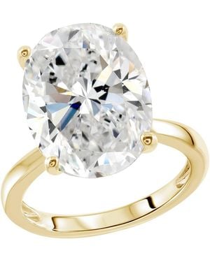 Diamonbliss Ten Carats Oval Cut Solitaire Cocktail Ring - Metallic