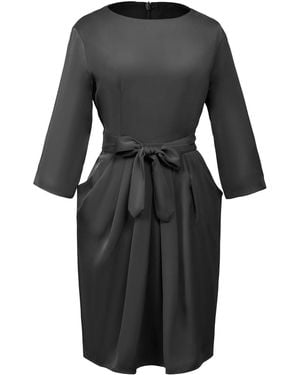 Smart and Joy Pegged Dress With Pleats - Black