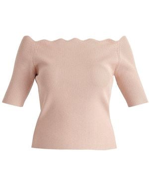 Paisie Scallop Neck Knit Top - Pink