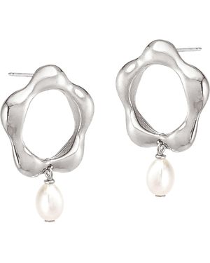 Biko Jewellery Wildflower Pearl Studs - Metallic