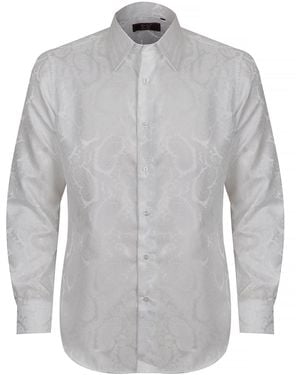 DAVID WEJ Kensington Paisley Jacquard Shirt - White