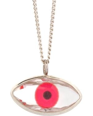 Ebru Jewelry Glass Evil Eye Sterling Necklace - Pink