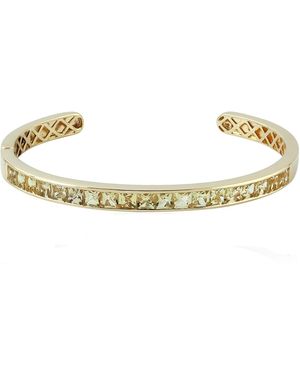 Artisan Princess Cut Aquamarine Cuff Bracelet - Metallic