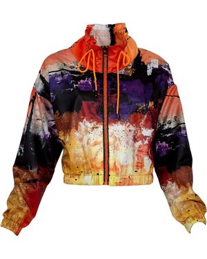 Lalipop Design Colorful Abstract Cropped Bomber Raincoat - Multicolor