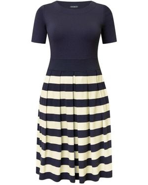 Amoresea Timeless Pleated Jersey Knee High Dress With Pockets - Blue