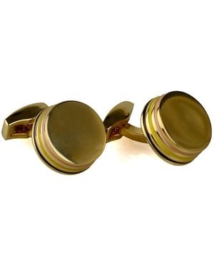 DAVID WEJ Round Metal Cufflinks – - Green
