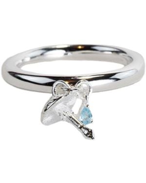 NASI SILVER Wobbling Shroom Dangling Ring- Topaz - Metallic