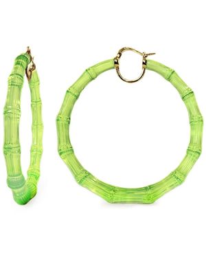 Gold & Honey Xl Bamboo Hoop Earrings - Green