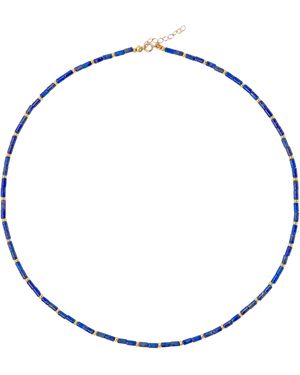 Bombyx House Tiny Lapis Lazuli Tube Station Necklace - Blue
