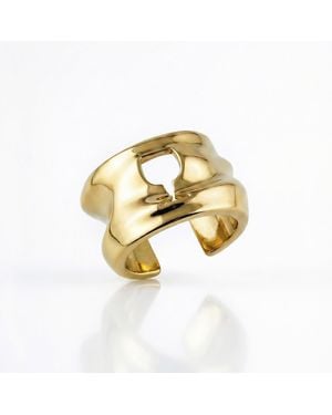Mercela Sculptural Wine Glass Statement Ring – Artisan Jewellery - Metallic