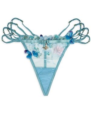 Empress Mimi Madame X Lace G-String With Butterfly Detail - Blue