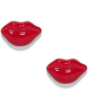 The Pink Reef Hand-Painted Kiss Kiss Lips Stud - Red