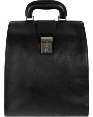 Time Resistance Leather Backpack - Black