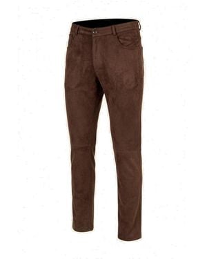 Ron Tomson Microsuede Lightweight Tapered Trousers - Brown