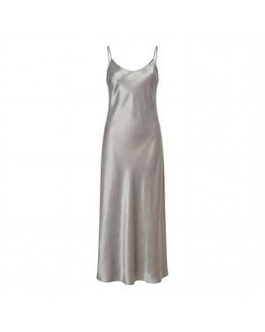 Vimissia Long Silk Slip Dress - Gray
