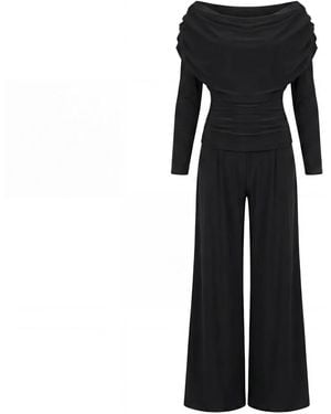 Atom Label Carbon Jumpsuit With Sleeve - Black