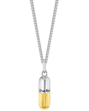 True Rocks 2 Tone Sterling Silver & 18kt Gold Plated Mini Pill Pendant - Metallic