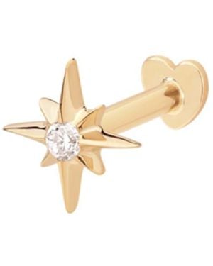Vanhi 14K Solid Lab-Grown Diamond North Star Flat Back Stud - Metallic
