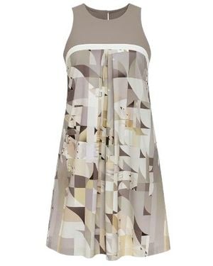 Conquista Neutrals A Line Print Dress - Natural