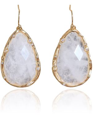 Rare Matters Jewelry Timeless Nature's Beauty Teardrop Earrings Clear Quartz - Blue