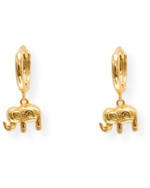 Divine Aria Elephant Huggie Huggie Hoop Earrings - Metallic