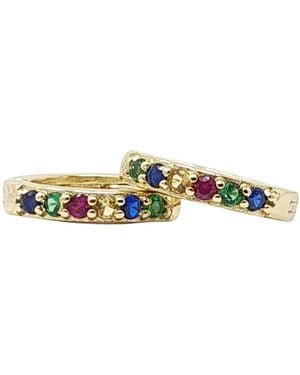 Harfi Sapphire Emerald Citrine Ruby Gemstone Plated Huggie Hoops - Multicolour