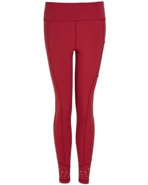 Perky Peach High Rise Laser Full Length Leggings - Red