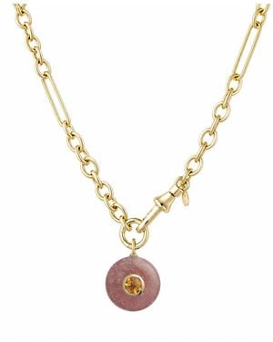 Hye Jane Jewelry Simone With Strawberry Quartz Pendant - Metallic