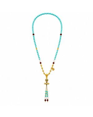 Ormiro Dakini & Carnelian Beaded Tassel Necklace - Metallic