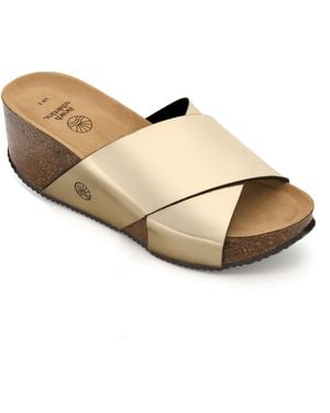 Bedroom Athletics Caballe -Wedge Crossover Metallic Slider - Natural