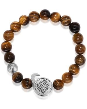 Aurozia Three Charms Venus Bound Plated The Endless Love Knot And Venus Coin Tiger's Eye Beaded Bracelet For - Brown