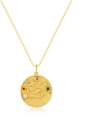 Azura Jewelry New York Pisces Zodiac Mantra Necklace Vermeil - Metallic