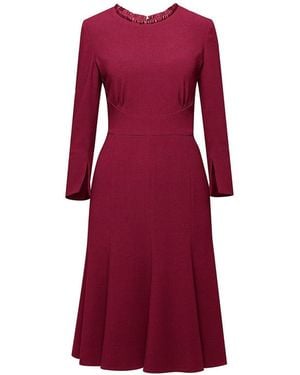 Rumour London Christina Burgundy Fluted Dress - Red