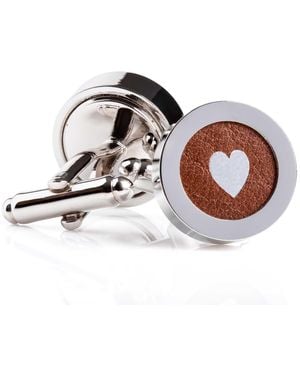 N'damus London Regent Leather Heart Cufflinks - Multicolour
