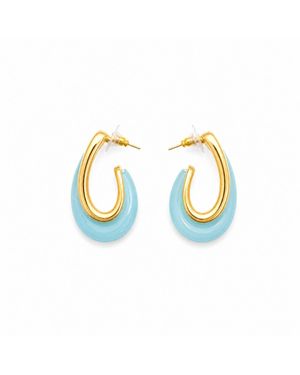 Nuvv Collection Enamel & Plated Sculptural Hoop Earrings - Metallic