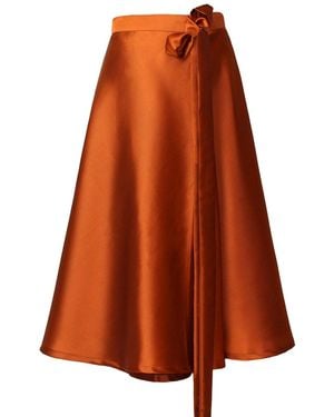 Richa Sharma Bronze Hued Taffeta Silk Midi Skirt - Brown