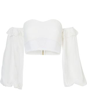 Mandasen Amber Knit Bustier Ivory - White