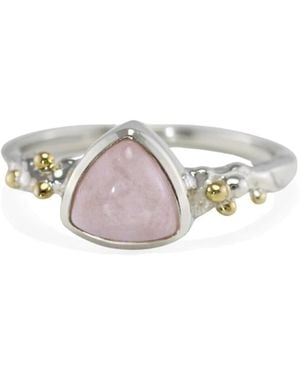 Isla Silver Sterling And Rose Quartz Ring - White