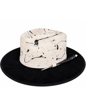 Bella Soul Neutrals Flat Brim Paint Fleck Hat - Black