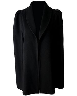 Nina Nieves Wool Cashmere Sable Short Cape - Black