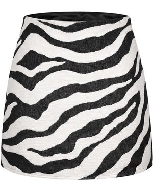 Kargede Zebra Print Tailored Mini Skirt - Black