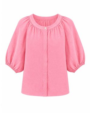 Luella Fashion Aurelie Button-Up Linen Top - Pink