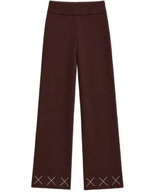 Ren Cordeza Hand Embroidered Chestnut Knit Trousers