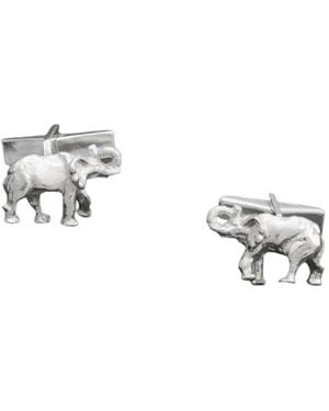 Simon Kemp Jewellers Sculptural Sterling Silver Elephant Cufflinks - Metallic