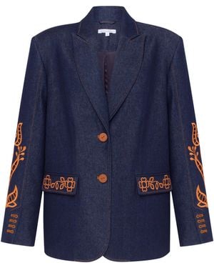 Annabo Rose Atelier Embroidered Denim Blazer - Blue