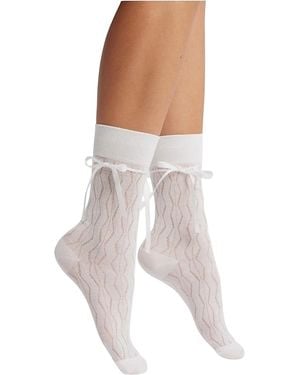HIGH HEEL JUNGLE by KATHRYN EISMAN Bella Satin Bow Socks - White